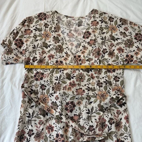 Faherty Willow V-neck Floral Print Linen Wrap Mini Dress size XXS Vacation NEW - Picture 14 of 14